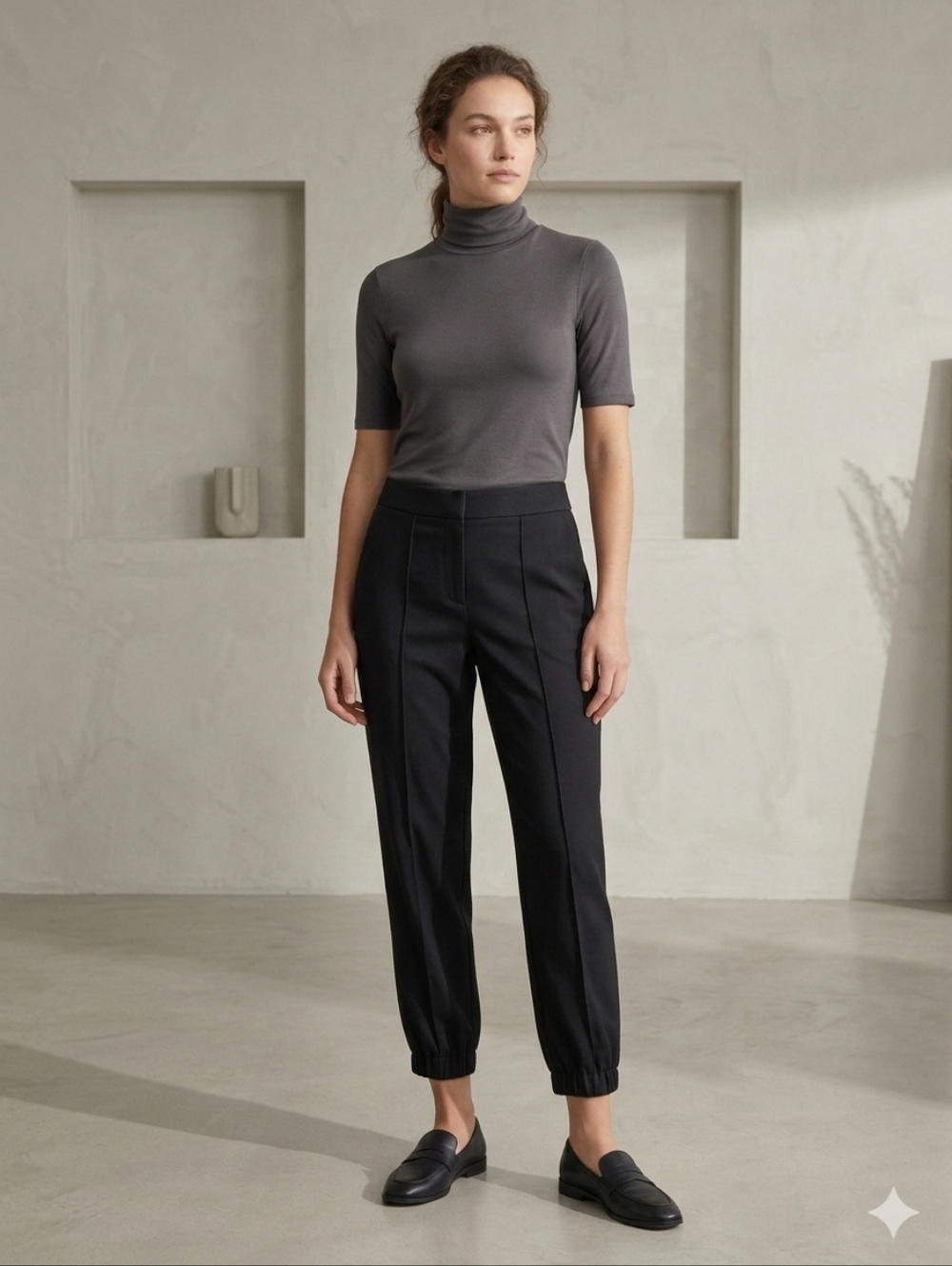 RW&CO Black Jogger Pants With Front Seams